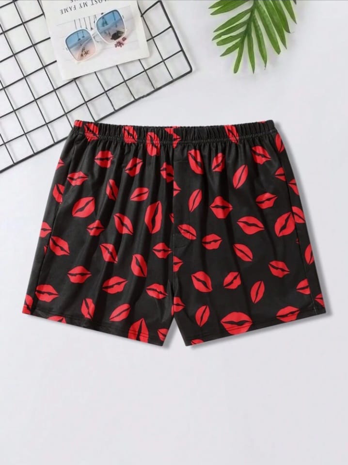 Men Lip Print Boxer  Shorts